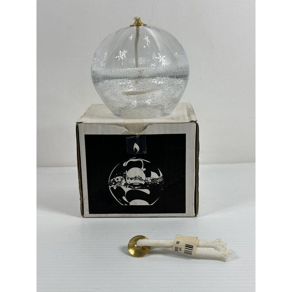 DISCOVERY CHANNEL STORE POLAND ART GLASS SEEDED SPHERE OIL LAMPS NEW IN BOX